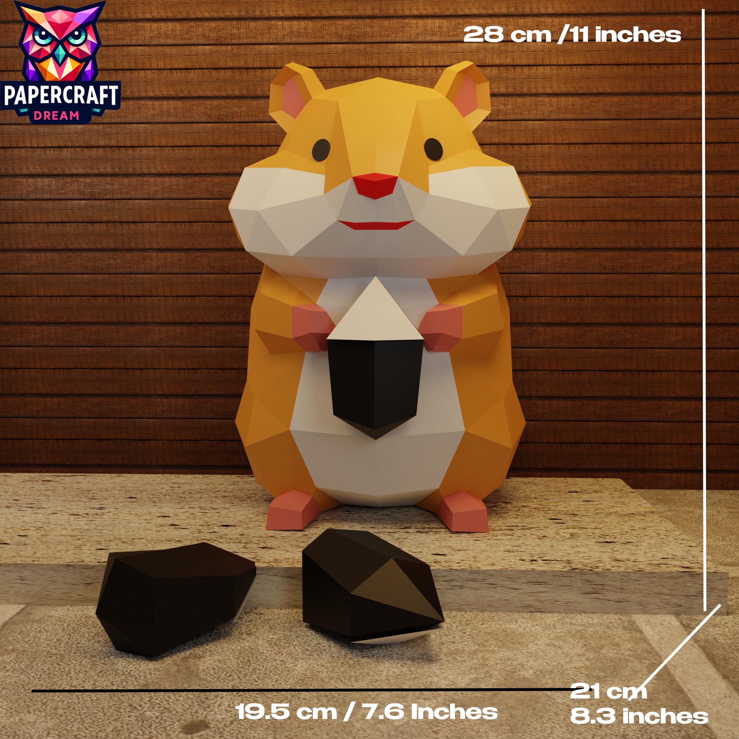 Low Poly Hamster Papercraft Template –diy Sunflower Seed Sculpture (PDF ...