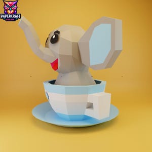 Baby Elephant papercraft,baby elephant 3D DIY Paper Craft Model, Elephant cricut template SVG dxf, Elephant decor, origami Elephant kid room