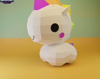 3D Unicorn Papercraft, Low Poly DIY Decor (pdf, svg, dxf)
