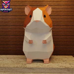 Guinea Pig Papercraft Low Poly Template – 3D Cavy Sculpture (pdf, svg, dxf)
