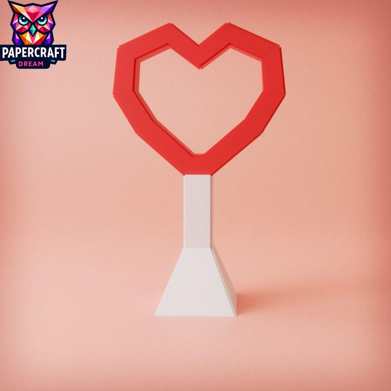 Love Heart 3D Papercraft Gift for Her– DIY Low Poly Model, PDF, SVG ...
