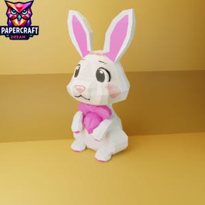 Easter Bunny 3d Papercraft– DIY easter bunny pdf textured , Gift  DIY Paper Bunny, colorful easter bunny pdf  easy Template,  Low Poly Model