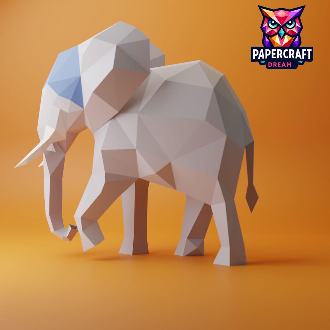 Elephant Paper Model Layout Elephant 3D Papercraft – Low Poly DIY Paper Model (pdf, Svg, Dxf) - Etsy