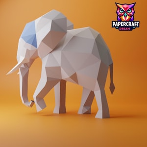 Elephant  3d papercraft - low poly diy paper model template (pdf, svg, dxf), Elephant pepakura  - Elepant art decor -elephant origami style.