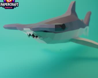 Hammerhead Shark 3D Papercraft – DIY Low Poly Model (pdf, svg, dxf)