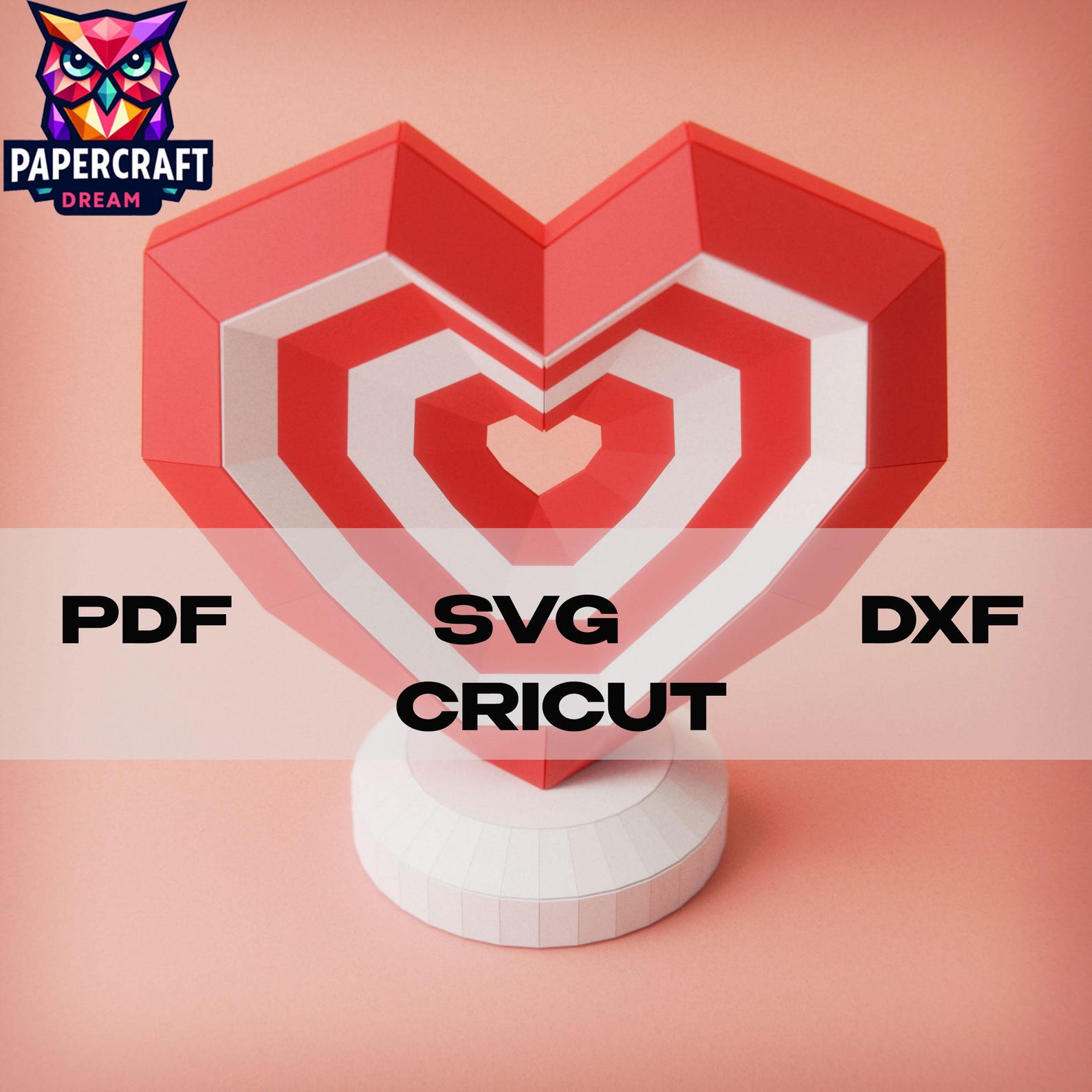 Love Heart 3D Papercraft Gift for Her– DIY Low Poly Model, PDF, SVG ...