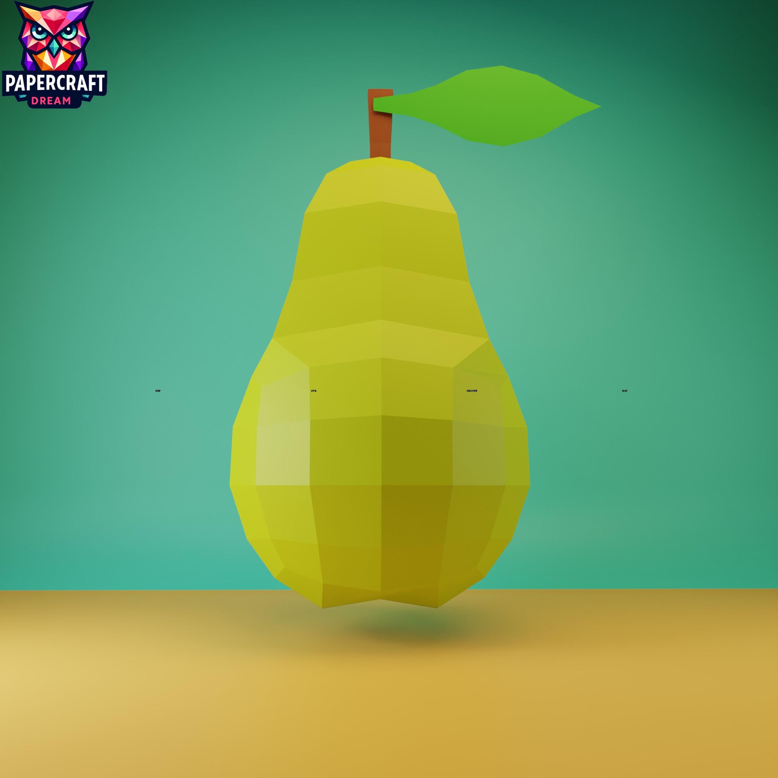 Pear Fruit 3D Papercraft–diy Pear Template,low Poly Pear, Fruit Paper ...