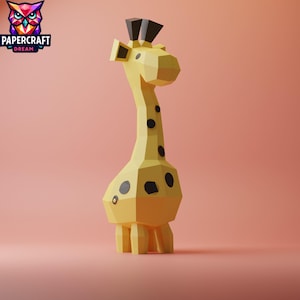 Modelo de papel 3D de jirafa: plantilla de jirafa de baja poli para hacer tú mismo (PDF, SVG, dXF) para proyectos de Cricut, origami, esculturas de papel - Diseño de jirafa.