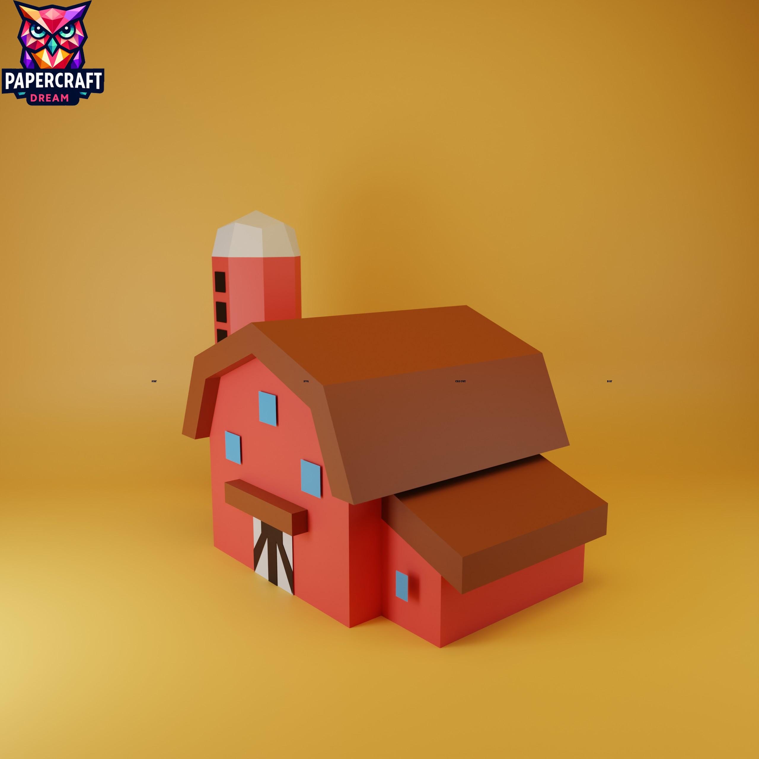 Pepakura Rings Barn Farm Silo 3D Papercraft Svg– DIY Farm Template Cricut,ring ...