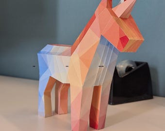 3D Unicorn Papercraft, Low Poly Sculpture (SVG DXF PDF)
