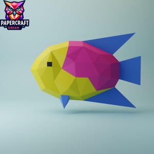 3D Papercraft fish, paper 3d fish, SVG template, 3D paper decor, DIY origami fish template, low poly fish, sea fish pepakura pattern
