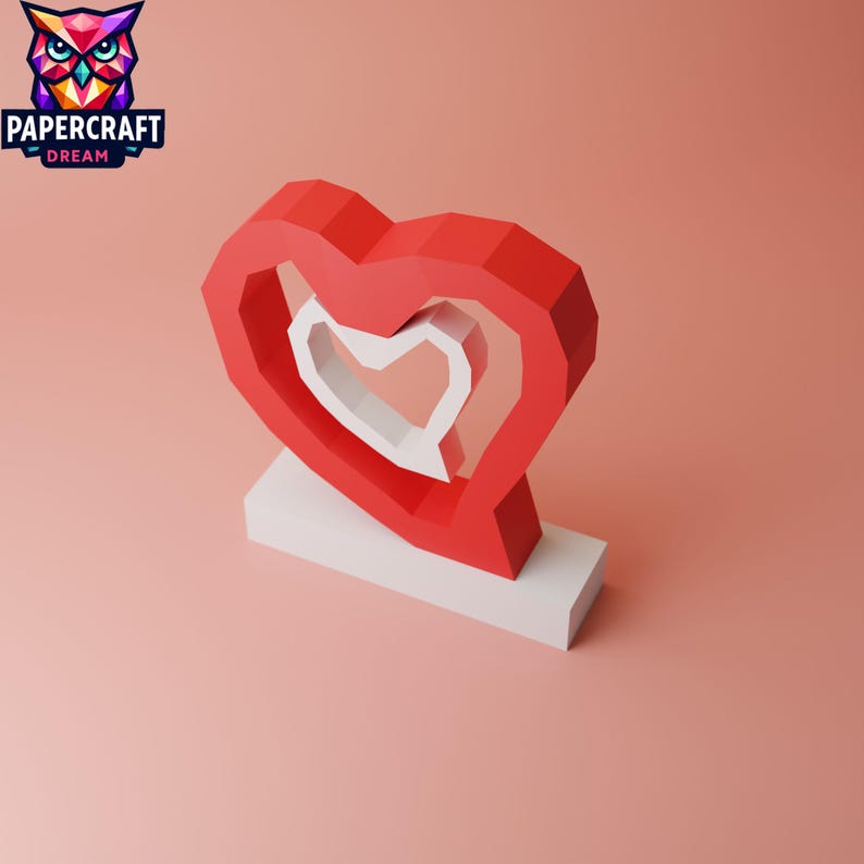 DIY 3D Paper Heart Papercraft – Low Poly Love Symbol (pdf, Svg, Dxf) - Etsy