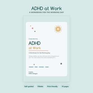 Cuaderno de ejercicios para el TDAH en el trabajo, planificador rellenable para adultos, estrategias de concentración (PDF)