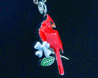 Cardinal Cremation Urn Necklace || Holds Human or Pet Ashes || Sign of Angels
