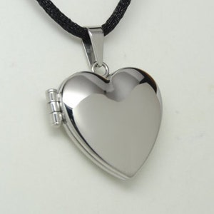 Heart Picture Locket Necklace in Stainless Steel Photo Keepsake Jewelry Chain Choice Engravable image 2