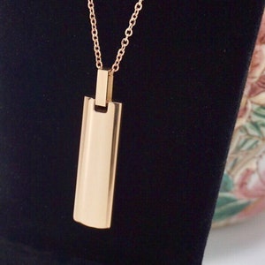 Rose Gold Cylinder Cremation Urn Necklace || Engravable Ashes Keepsake