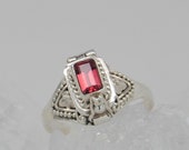 Natural Rhodolite Garnet in Genuine 925 Sterling Silver Urn Ring January Birthstone Keepsake Jewelry