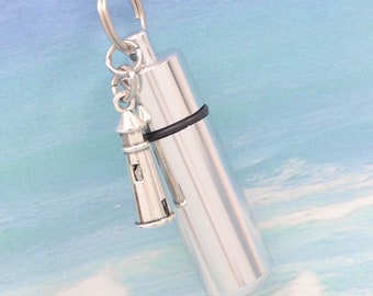 Lighthouse Cremation Jewelry, Cylinder Urn with Charm || Human or Pet Ashes Holder || Engravable 