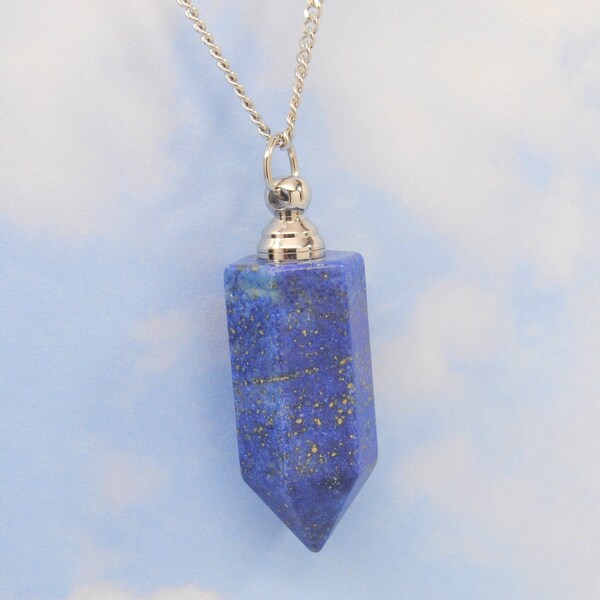 Collar de urna de lapislázuli azul, joyas de cremación, recuerdo de cenizas, monumento a las piedras preciosas