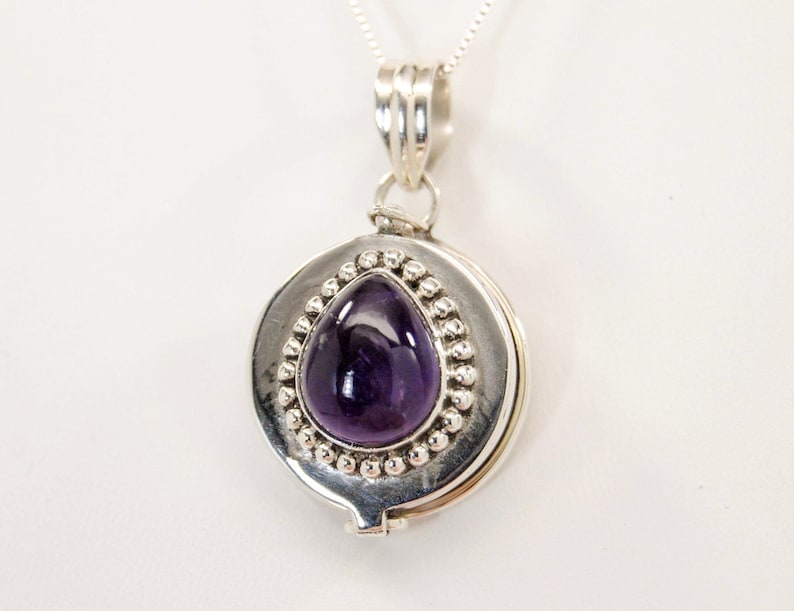 Ashes Keepsake Purple Amethyst Tear in 925 Sterling Silver Urn Necklace Mourning Jewelry