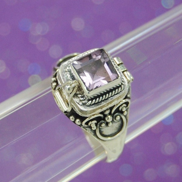 Amethyst Cremation Urn Ring || February's Birthstone Cremation Ring || Amethyst Urn Ring || Purple Ashes Jewelry || Memorial Ring