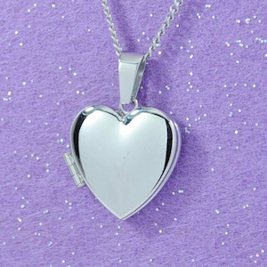 Heart Picture Locket Necklace in Stainless Steel Photo Keepsake Jewelry Chain Choice Engravable image 1