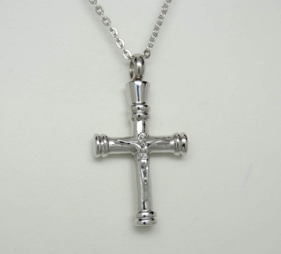 Cross Crucifix Cremation Urn Necklace Ashes Jewellery Pendant Ladies Keepsake 