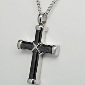 Black Cross Cremation Necklace || Urn Necklace || Religious Memorial Keepsake || Ashes Holder Jewelry