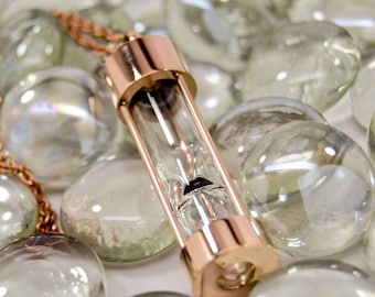 Hourglass Cremation Urn Necklace || Rose Gold Ashes Keepsake || Memorial Jewelry