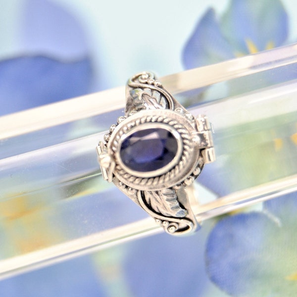 Sapphire Cremation Ring || September Birthstone Urn, Sterling Silver Cremation Jewelry || Blue Sapphire Urn Ring || Memorial Keepsake Ring