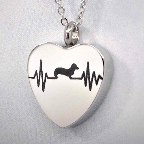 Electrocardiogram Pet Cremation Jewelry Urn Necklace for Ashes Memorial Pendant Ashes Holder Keepsakes Jewelry for Ashes for Dog 
