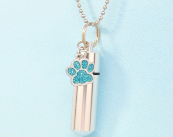 Dog or Cat Ashes Holder Necklace || Pet Memorial Keepsake || Engraveable
