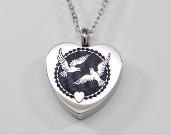 Peace Dove Cremation Urn Necklace Keepsake Memorial Jewerly with Free Engravable 