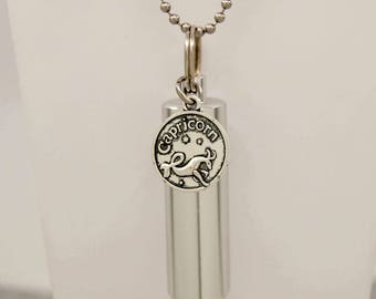 Capricorn Birth Sign Cremation Urn Necklace || Capricorn Ashes Keepsake || Engravable Keepsake Jewelry