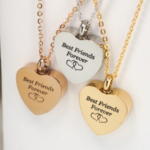 Heart Cremation Urn Necklace || &quot;Best Friends Forever&quot; || Ashes Keepsake Jewelry || Cremation Jewelry