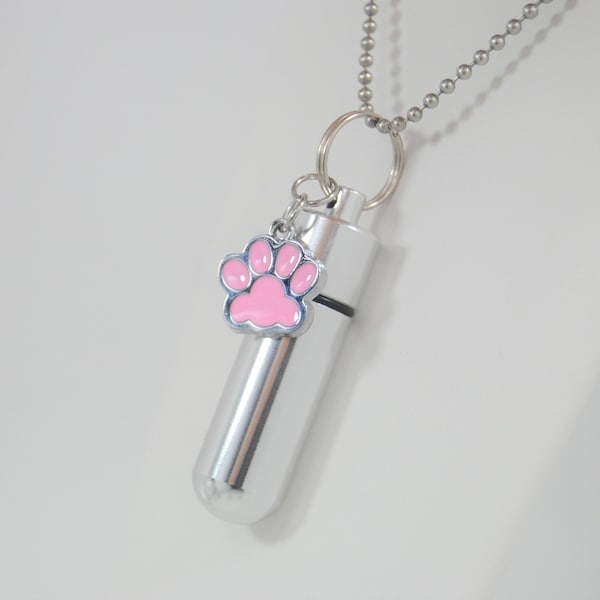 Cremation Urn for the Car || Dog or Cat Ashes Keepsake || Engraveable Pink Paw Urn || Memorial Car Charm ||  Pet Car Charm