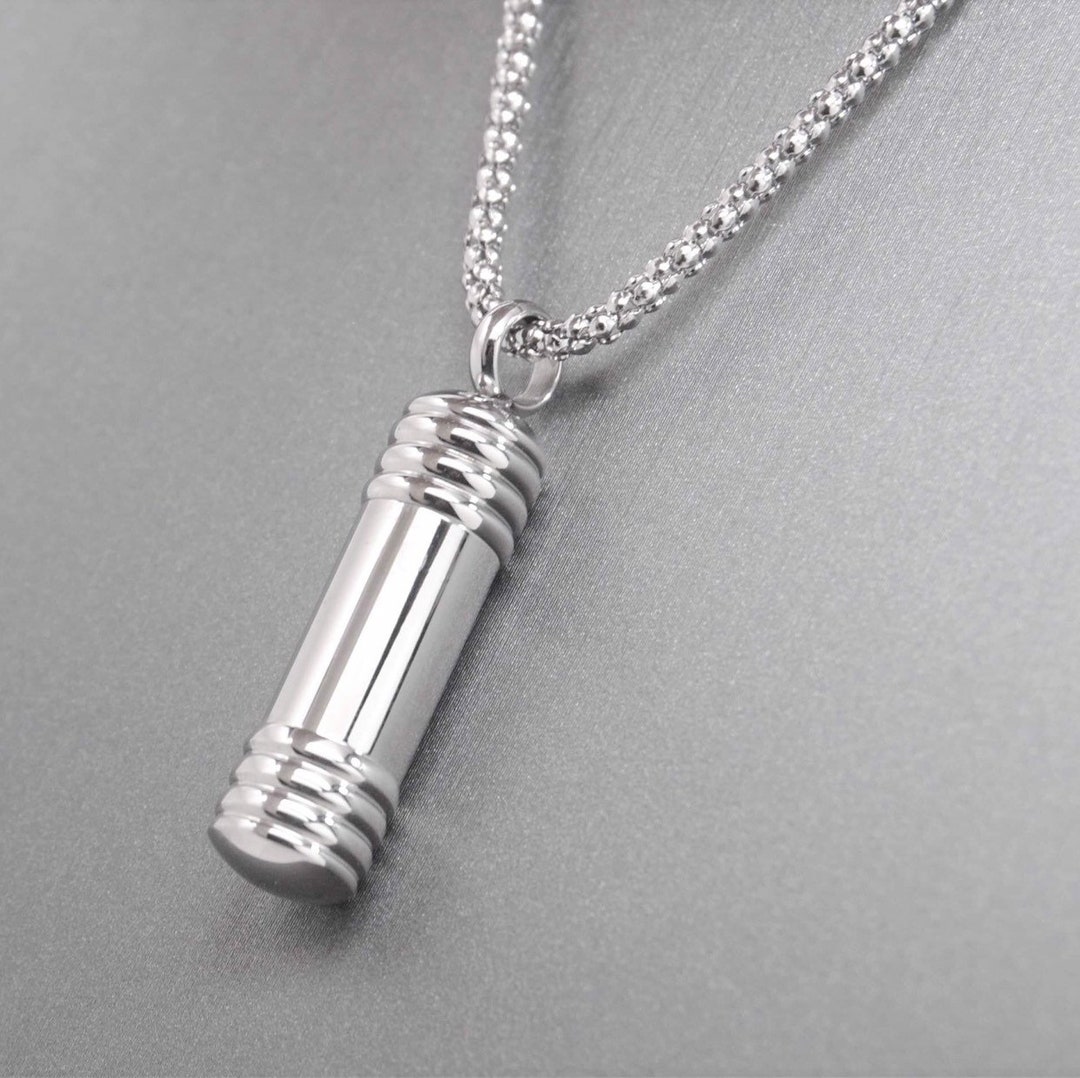 Shiny Stainless Steel Urn Necklace Men's Ashes Keepsake Jewelry ...