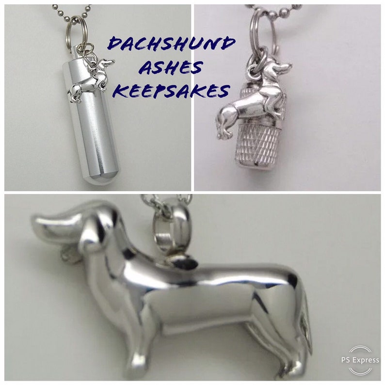 Unisex Doxie Ashes Keepsake Dachshund Cremation Urn Pendant with 24 Ball Chain