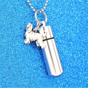 Afghan Hound Urn Necklace || Dog Ashes Holder Jewelry || Engravable Memorials