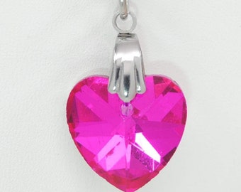 Pink Crystal Heart Necklace || Gifts for Her, for Mom, for Sisters