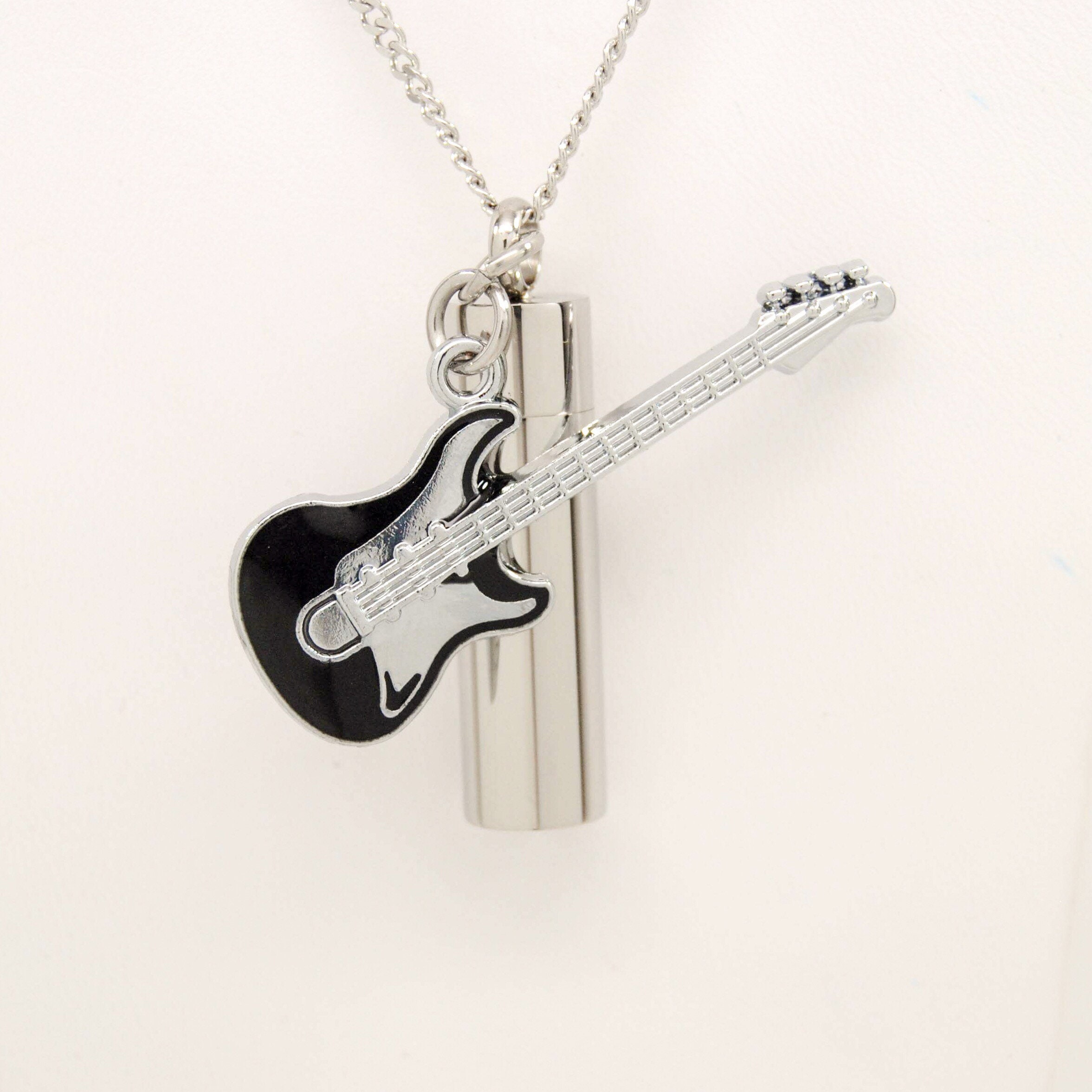 Cremation Urn Necklace With Guitar Charm Tribute to a Musician or Music Lover Chain Choice Engravable Urn Etsy Canada