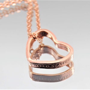 Lucky Penny Heart Necklace || US Coin Necklace || Penny Necklace || Coin Jewelry || Handmade Jewelry, Gifts for Women, Valentine&#39;s Day Gifts