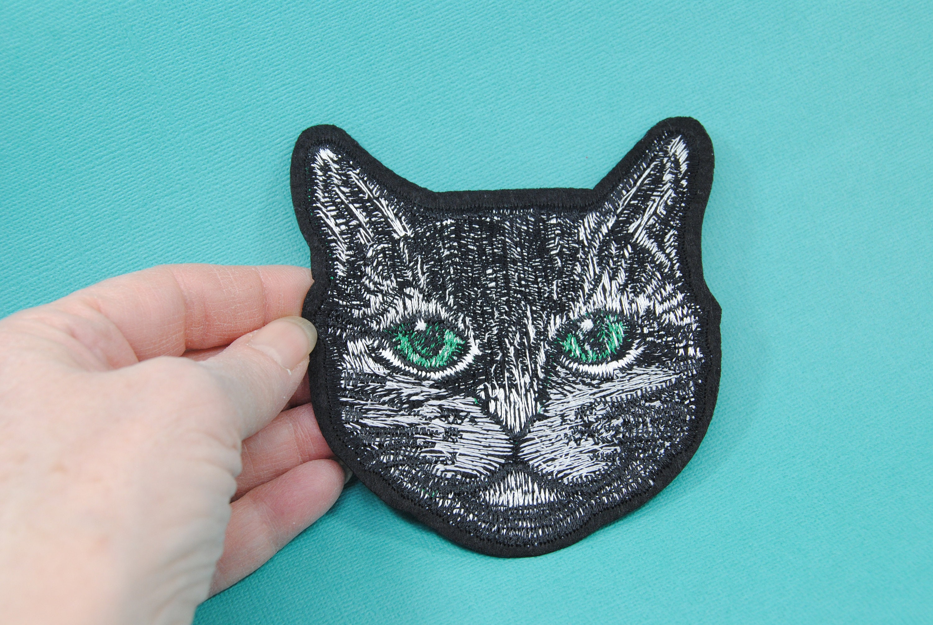 Black Cat Iron On Patch Black and White Cat Patch DIY Gifts Etsy España