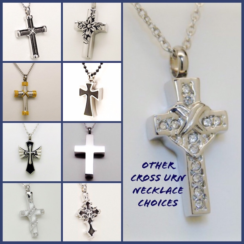 Raised Cross Cremation Urn Necklace Men/'s Memorial Keepsake in Stainless Steel