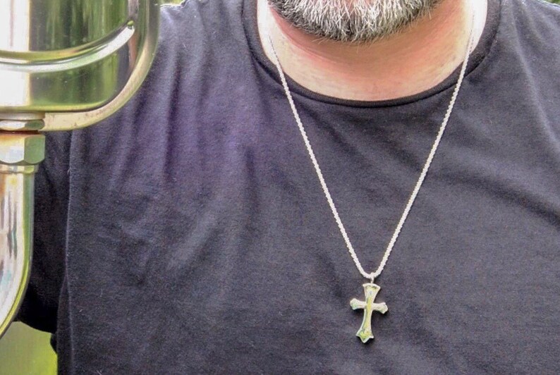 Raised Cross Cremation Urn Necklace Men/'s Memorial Keepsake in Stainless Steel