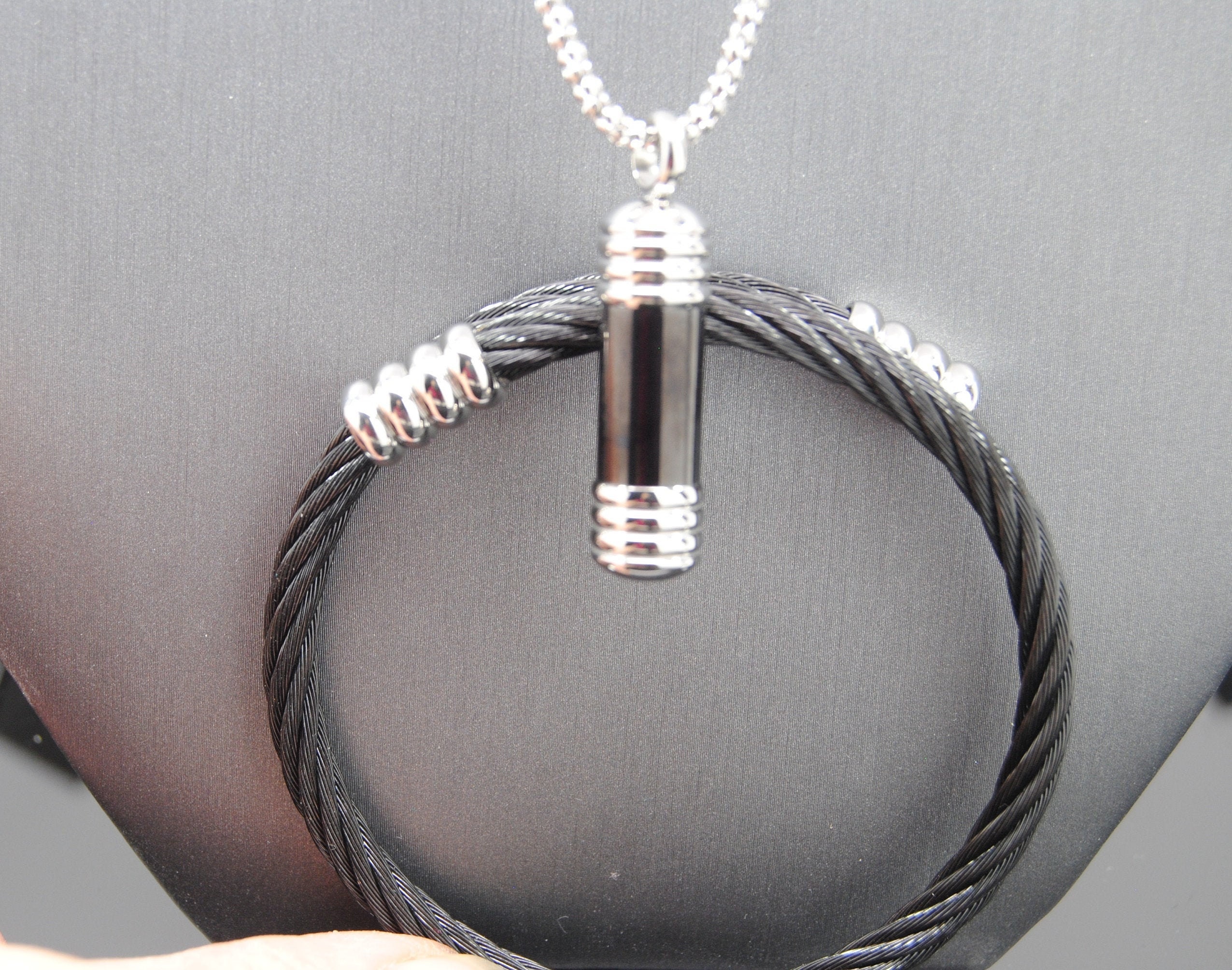 Men's Cremation Jewelry Set Black and 