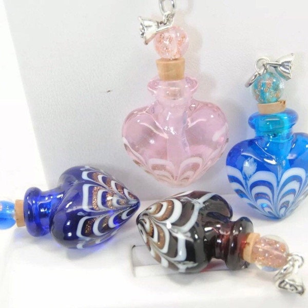 Handmade Art Glass Wave Heart Cremation Urn Necklace || Teal, Purple, Deep Blue or Pink || Ashes Keepsake Jewelry