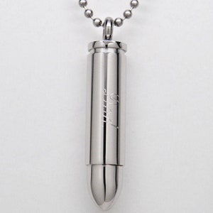 Personalized CREMATION URN Bullet Necklace Fallen Soldier Veteran Ashes...