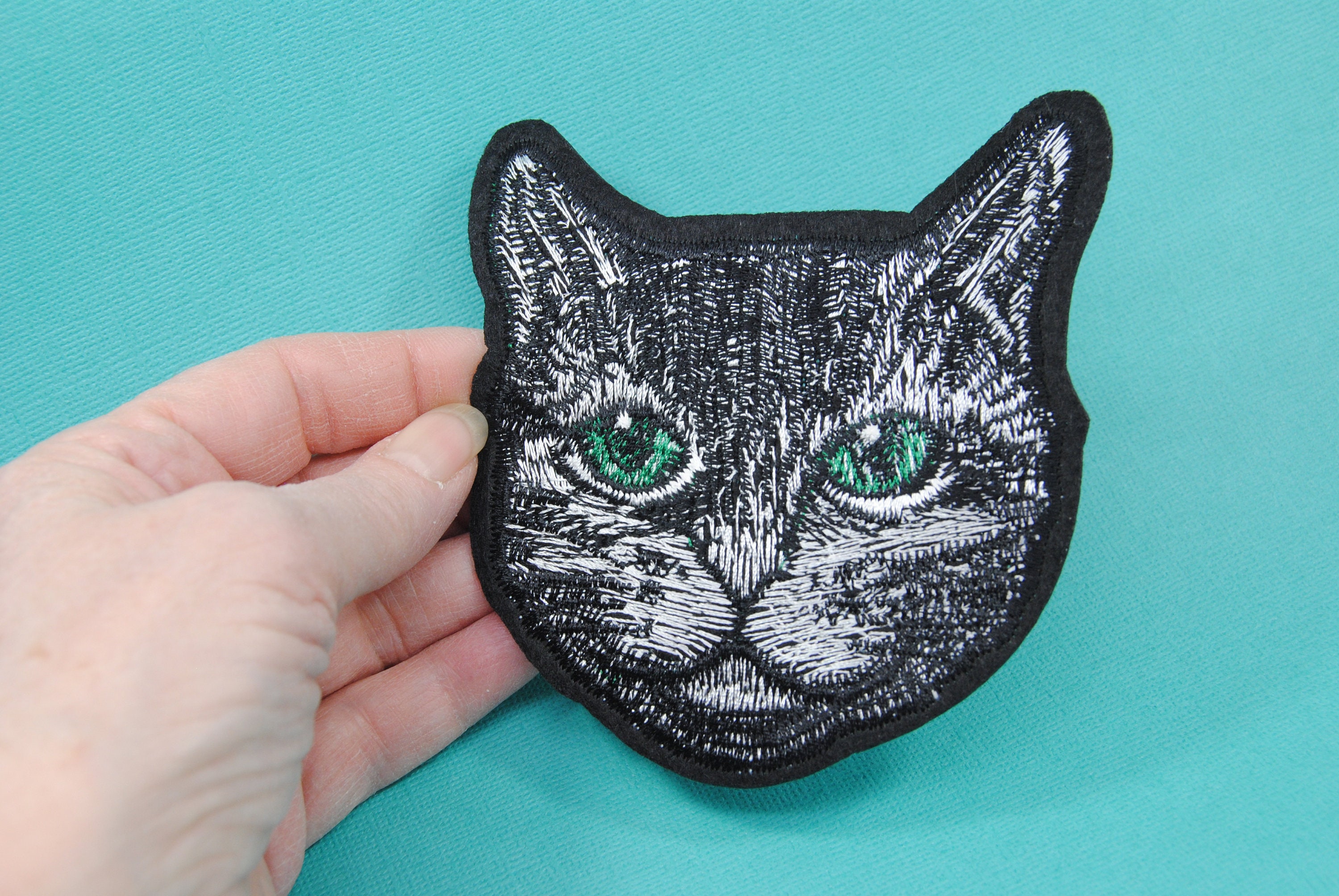 Black Cat Iron On Patch Black and White Cat Patch DIY Gifts Etsy España