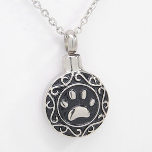 Paw Print Cremation Urn Necklace || Dog or Cat Ashes Keepsake || Engraveable